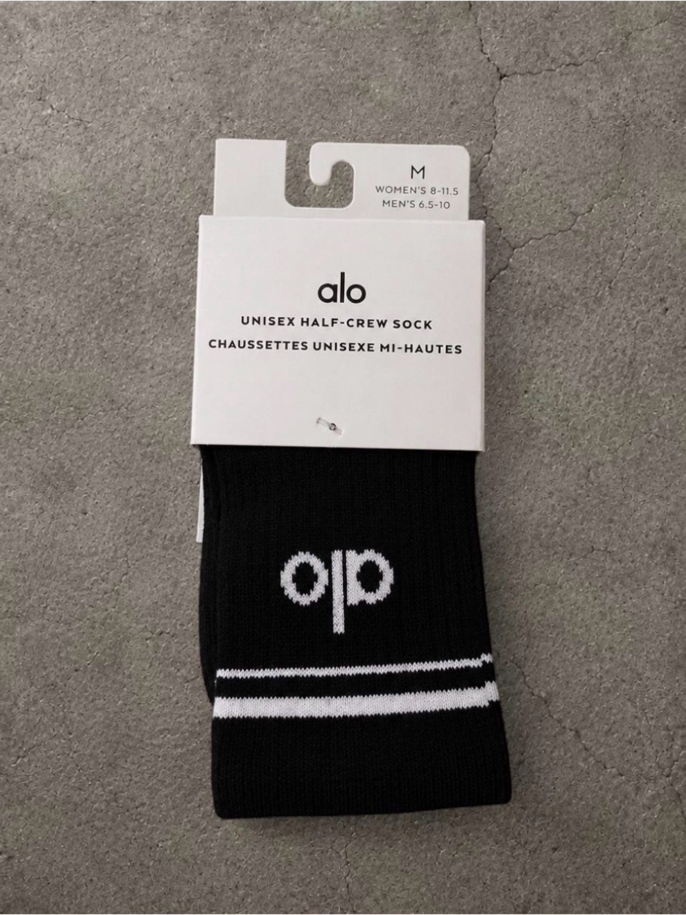 Brand New ALO Yoga Black Half-Crew Athletic Socks with White Logo (S-L in Stock)